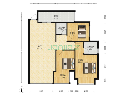 人居懿林语 3室1厅2卫 123平方