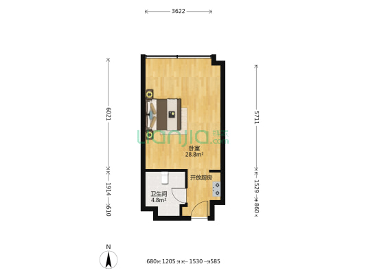 浙商国际中心 1室0厅1卫 50平方
