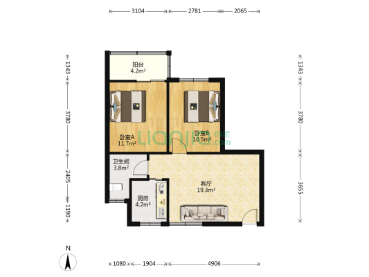安居5号院 2室1厅1卫 70平方