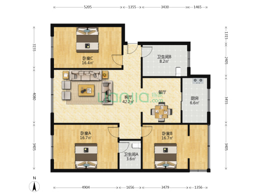丰收家园 3室1厅2卫 131平方