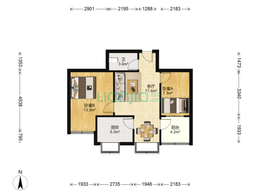 金园小区 2室1厅1卫 61平方
