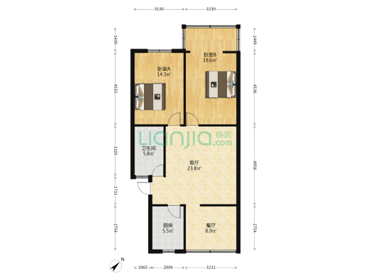 开关厂宿舍 2室2厅1卫 90平方