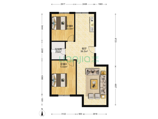 阳光上品 2室1厅1卫 95平方
