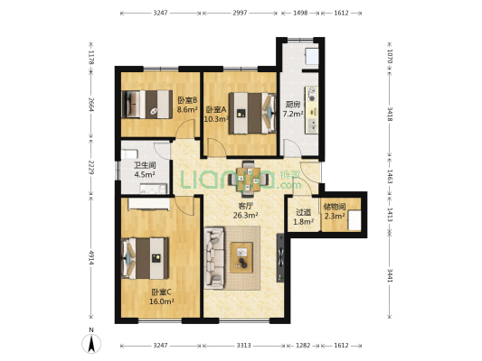 幸福城雅园 3室1厅1卫 111平方