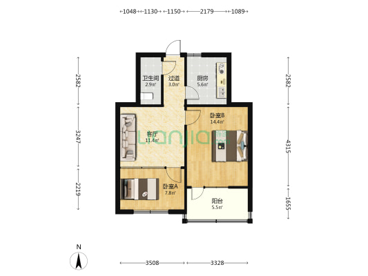 内燃机家属院 2室1厅1卫 58平方