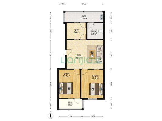 淮电小区 2室2厅1卫 80平方