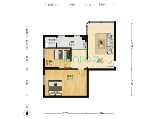 硫都大厦 2室1厅1卫 86平方