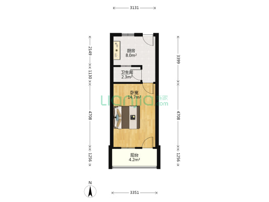 寿春路195号 1室0厅1卫 34平方
