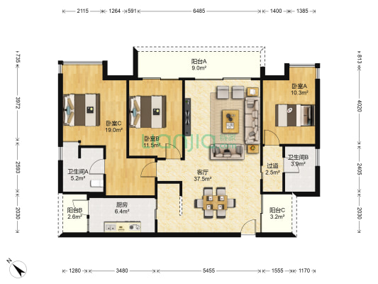 海伦堡流金岁月 3室1厅2卫 119平方