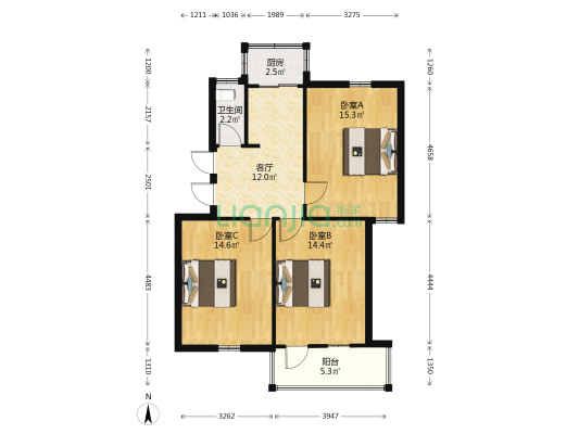 副食品公司宿舍 3室1厅1卫 79平方