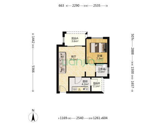 怡和新城B区 1室1厅1卫 41平方
