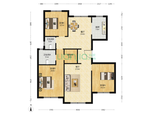 天成枫华丽致 3室2厅2卫 137平方