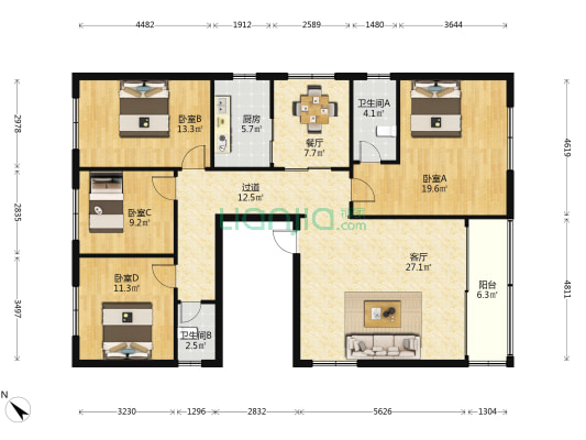 振兴南路4巷 4室2厅2卫 154平方