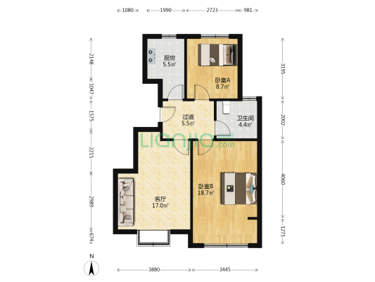 中铁·锦悦名筑 2室1厅1卫 85平方