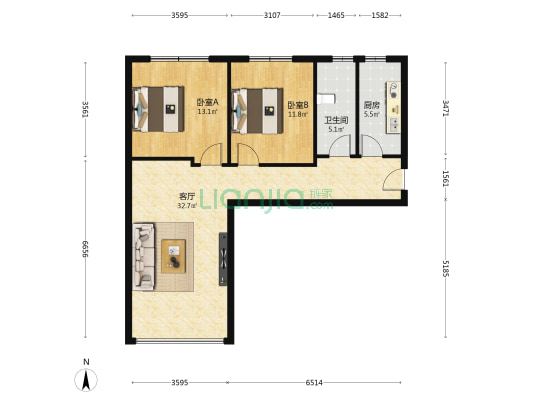 龙江郡 2室1厅1卫 99平方