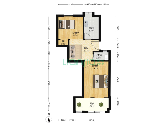 六安路小学宿舍 2室1厅1卫 60平方