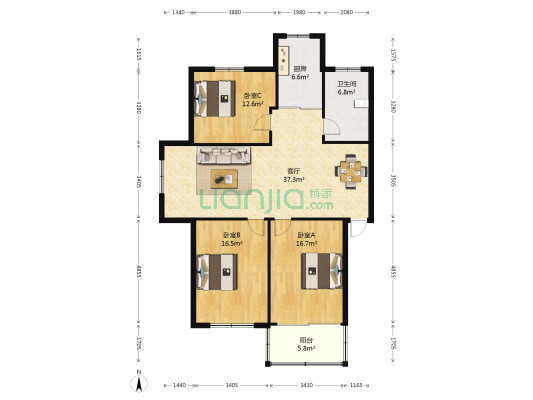 天鹤六村 3室1厅1卫 117平方