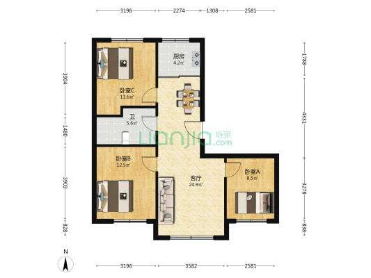 民悦馨居 3室1厅1卫 100平方