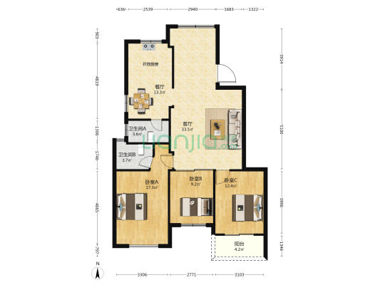 西洋尊品 3室2厅2卫 106平方