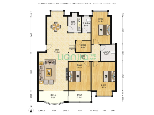 天主堂侧路(天主堂侧巷) 3室1厅2卫 178平方