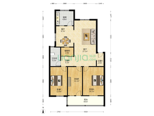 大西门街51号 3室2厅1卫 119平方