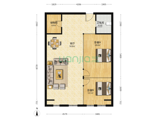 飞驰国际 2室1厅1卫 60平方