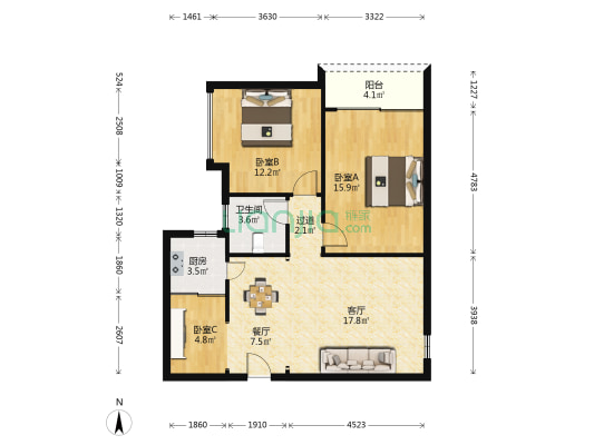 金业名居 3室2厅1卫 95平方