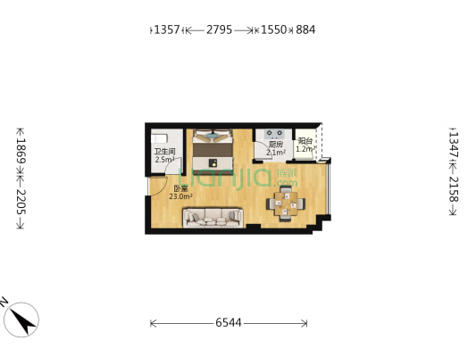 凯悦新城 1室0厅1卫 41平方
