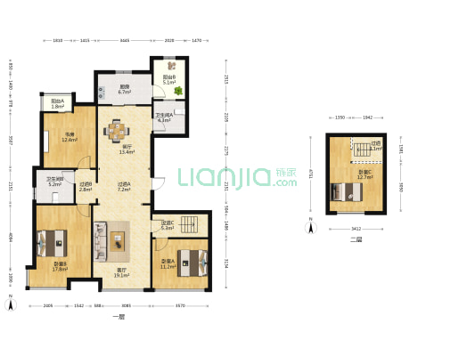 景辰家园 4室2厅2卫 153平方