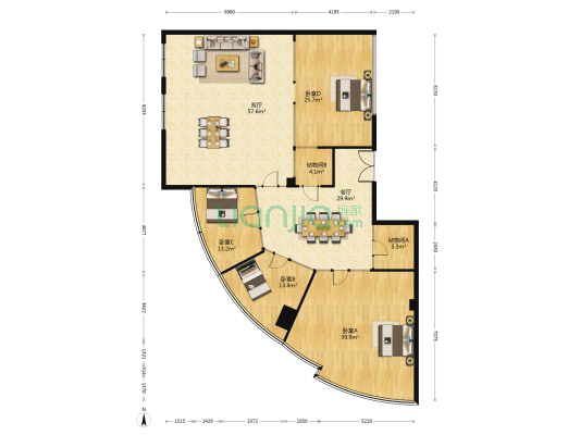 万盛商务大厦 4室2厅0卫 275平方