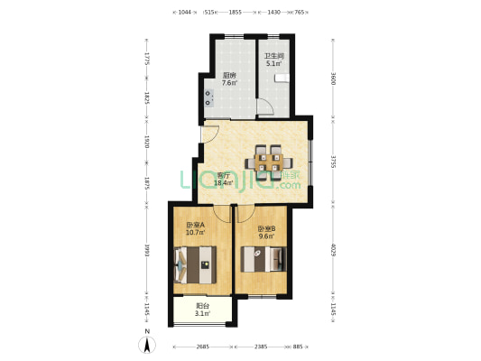 海天花园 2室1厅1卫 78平方