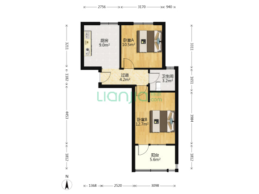 绿波家园 2室0厅1卫 64平方