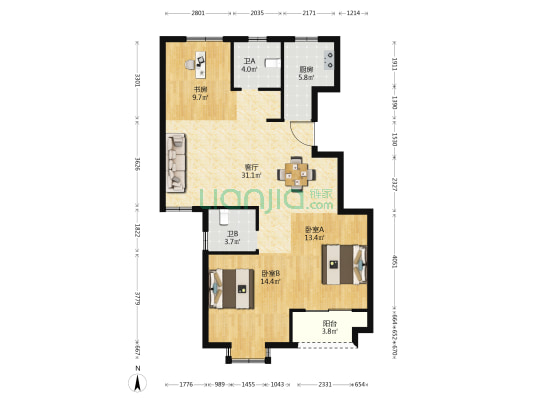 泰运雅苑 3室1厅2卫 110平方
