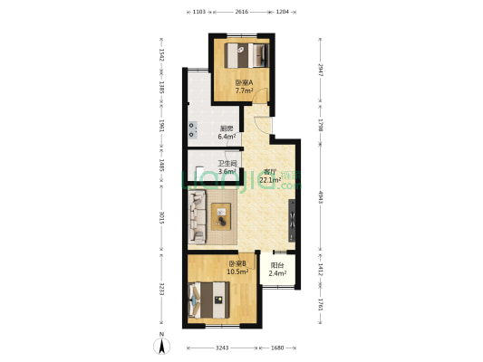 黑山北小街11号院 2室1厅1卫 69平方