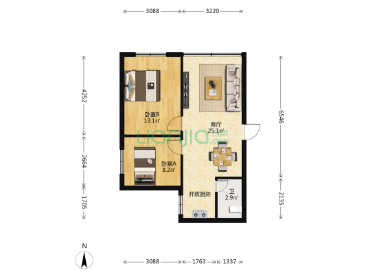 永丰花园 2室1厅1卫 62平方