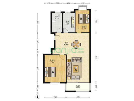 大菜巷 2室1厅1卫 222平方