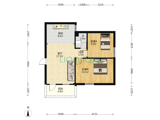 富丽巷2号 2室1厅1卫 60平方