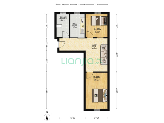 北府新城 2室1厅1卫 74平方