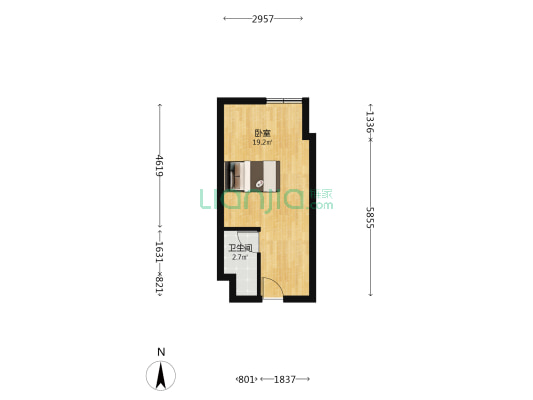 恒大中央广场B区43弄 1室0厅1卫 38平方