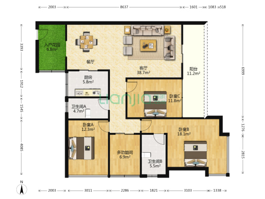 宏远御庭山 4室1厅2卫 139平方