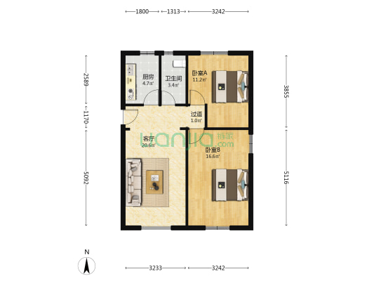 老沪太路238弄 2室1厅1卫 71平方