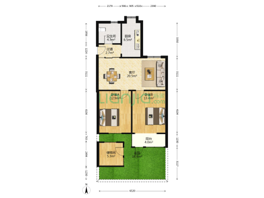 新桐小区 2室1厅1卫 78平方