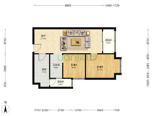 碧桂园北城映象春分苑 2室1厅1卫 89平方