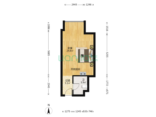 宝业凤鸣壹号 1室0厅1卫 48平方