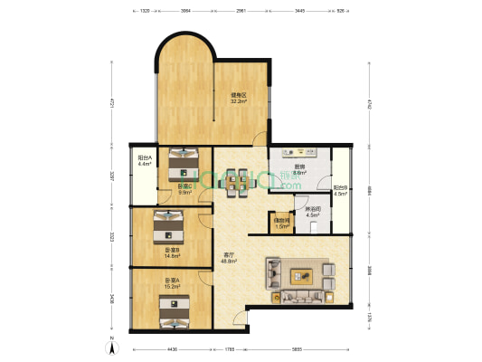 金雁湖小区 3室1厅1卫 179平方