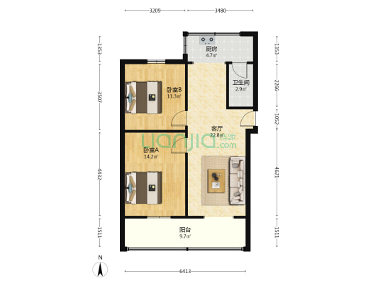 金星巷2号 2室1厅1卫 123平方