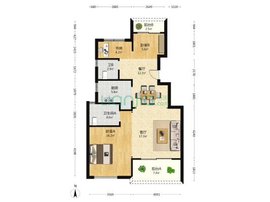 桂翠苑 3室2厅2卫 94平方