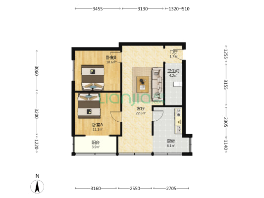 三道街43号 2室1厅1卫 71平方