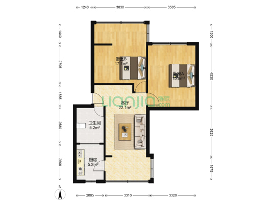 108南区 2室1厅1卫 80平方