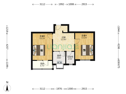 西十里铺路20号院 2室0厅1卫 58平方